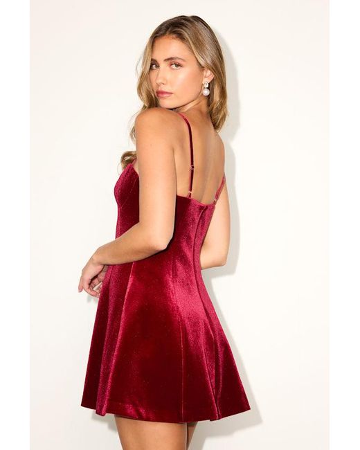 Lulus Red Valoria Velvet Seamed Sleeveless Mini Dress