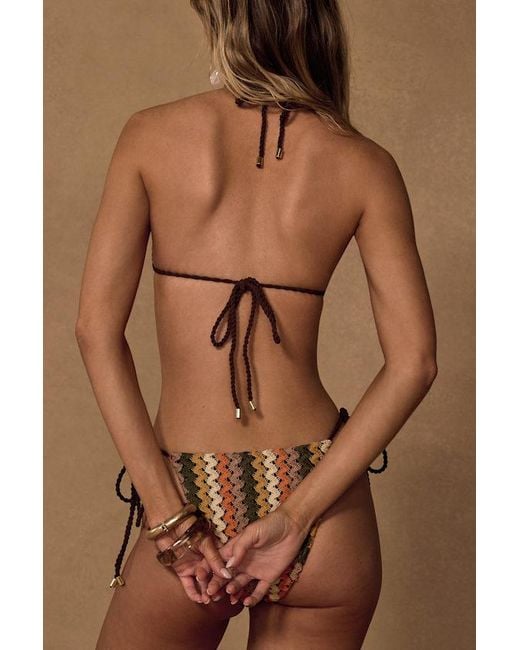 Lulus Brown Kalo Multi Crochet Triangle Bikini Top