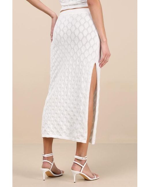 Rhythm Natural Daisy Pointelle Knit Midi Skirt