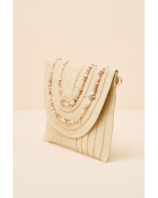 Lulus Natural Mala Raffia Beaded Clutch
