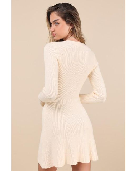Lulus Natural Adorably Flirty Button-Front Sweater Mini Dress