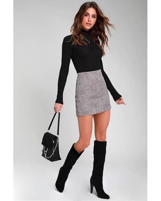 Lulus Black High Class Corduroy Mini Skirt
