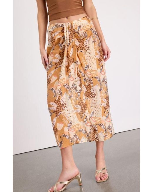 Lulus White Something Wild Multi Print Twist-Front Midi Skirt