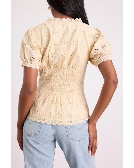 Lulus Natural Briar Eyelet Embroidered Button-Front Top
