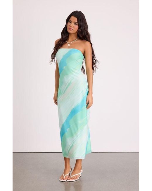 Lulus Green Jaylah Mint Multi Mesh Strapless Midi Dress