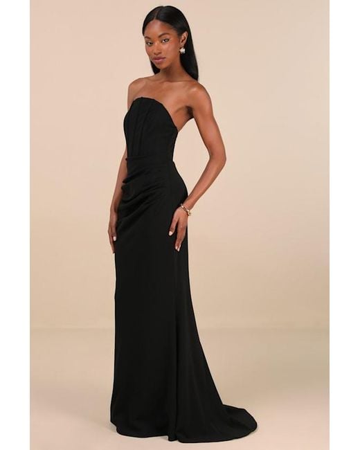 Lulus Black Laney Strapless Corset Maxi Dress