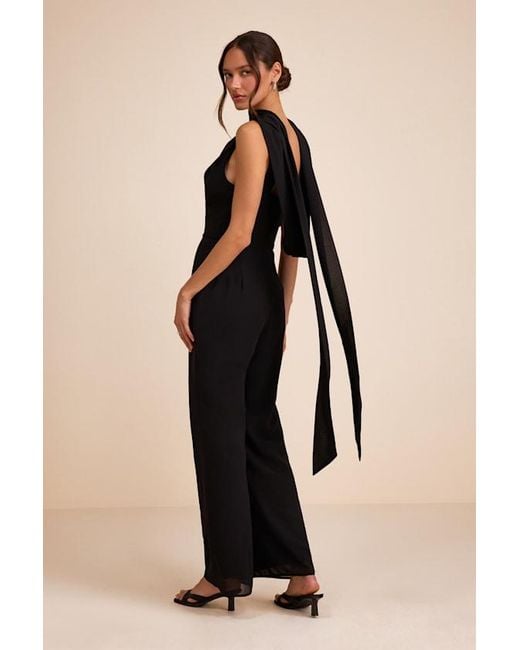 Lulus Natural Kelila Cowl Neck Jumpsuit And Scarf Set