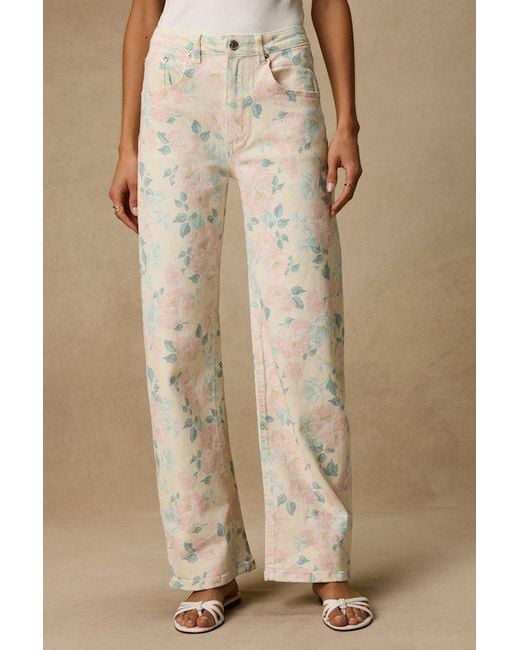 Steve Madden Natural Sydnee Floral Wide-Leg Jeans