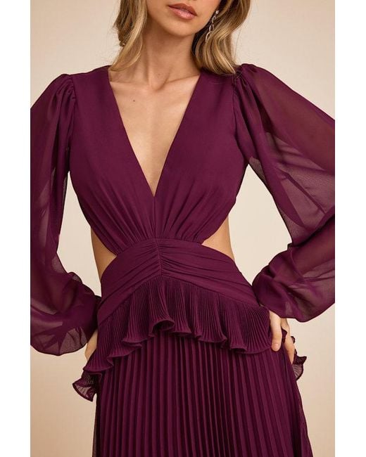 Lulus Red Chaelyn Plum Long Sleeve Cutout Maxi Dress