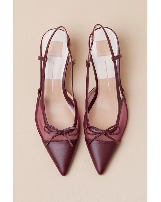 Dolce Vita Black Kandi Mesh Leather Bow Slingback Pumps