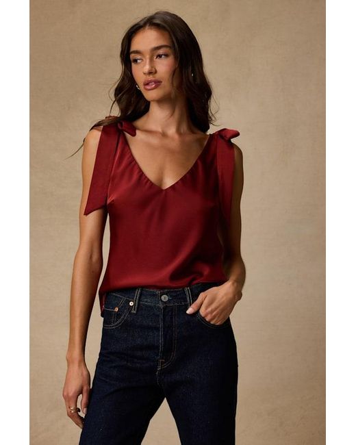 Lulus Red Denia Satin V-Neck Tank Top