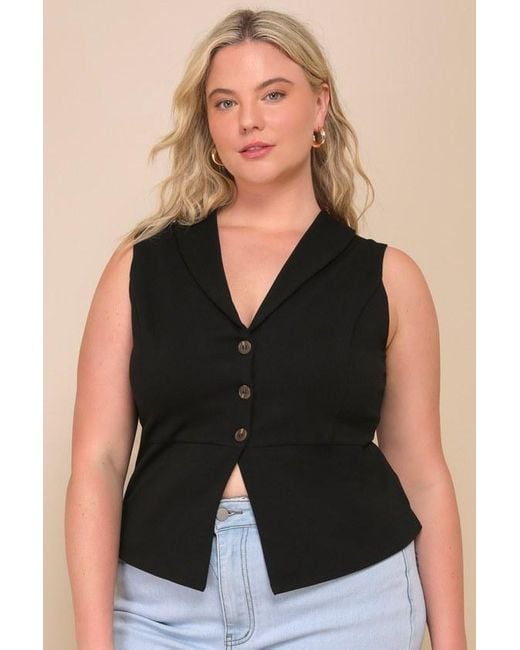 Lulus Black Heightened Vibes Sleeveless Vest Top
