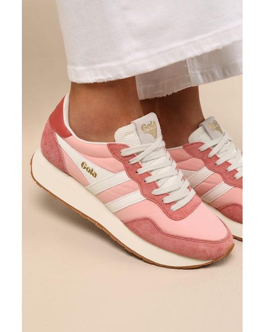 Gola Pink Arizona And Off Suede Lace-Up Sneakers