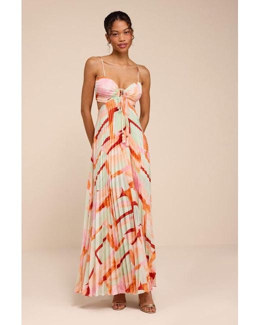 Lulus Pink Myla Multi Pleated Tie-Back Maxi Dress