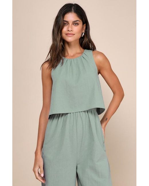 Lulus Blue Breezy Sophistication Textured Wide-Leg Jumpsuit