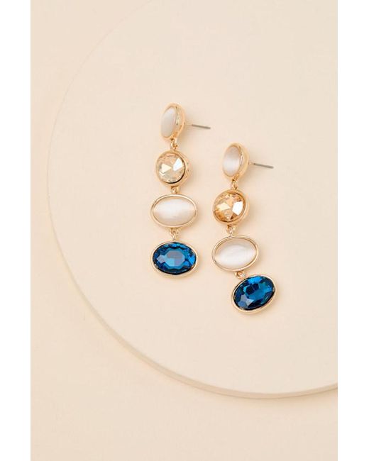 Lulus Brown Arianda Multi Rhinestone Drop Earrings