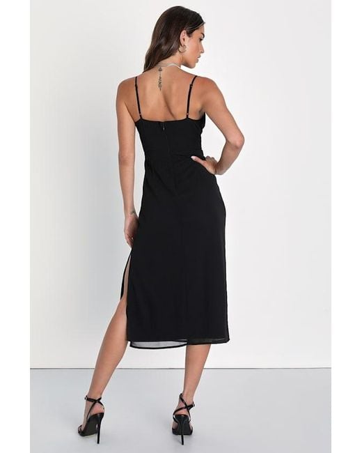strapless formal dress with neck scarf Crepe Sleeveless Midi Dress With Flower Beading main image 1