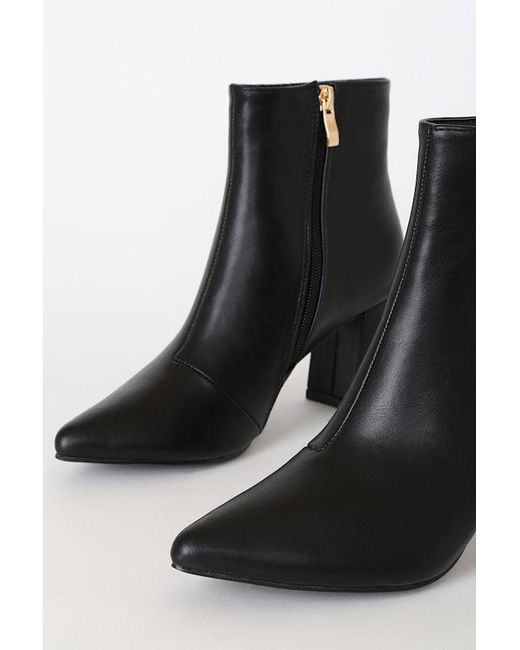 Lulus Black Sarai Pointed-Toe Ankle Booties