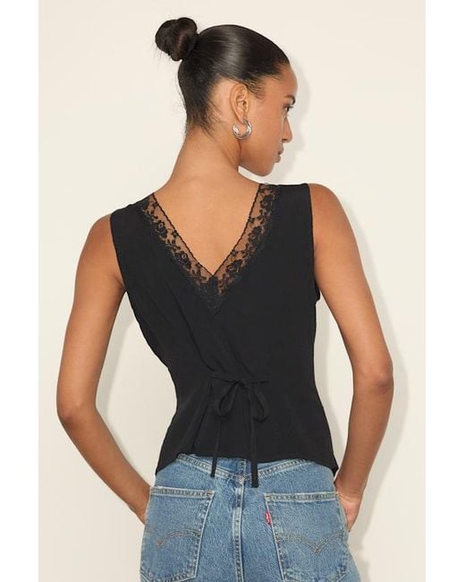 Lulus Blue Mindy Lace Button-Front Tank Top