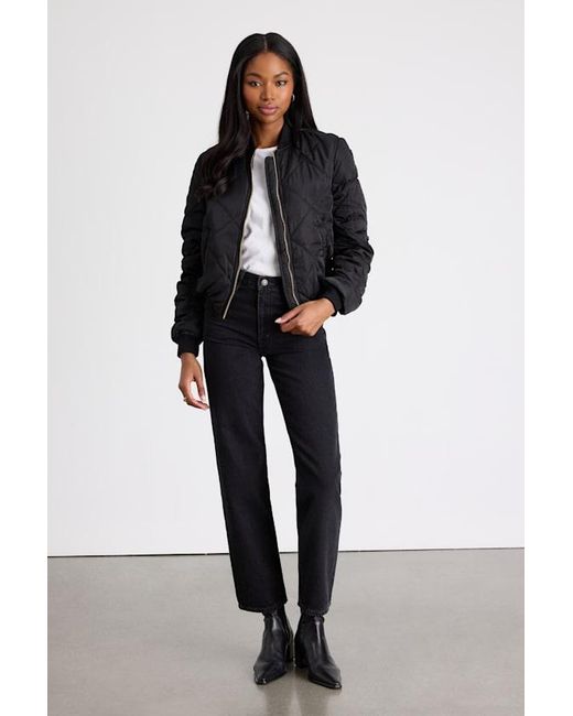 Lulus Black Style Expedition Quilted Bomber Jacket