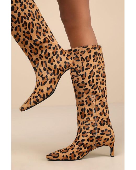 INTENTIONALLY ______ Brown Seville Cheetah Calf Hair Leather Knee-High Boots