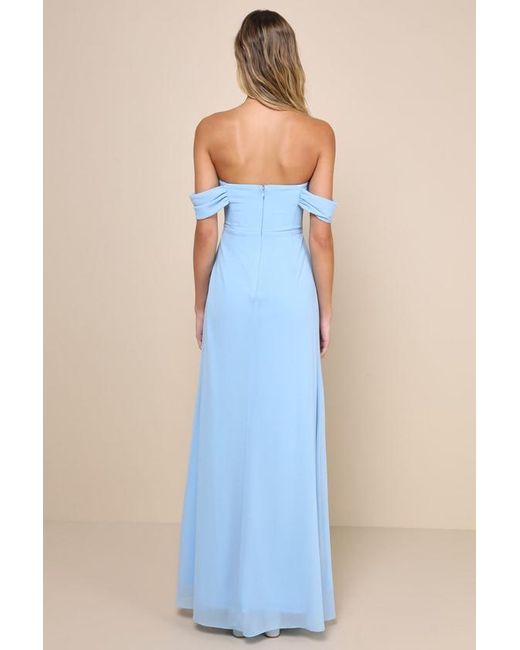 Lulus Blue Magical Magnetism Off-The-Shoulder Maxi Dress