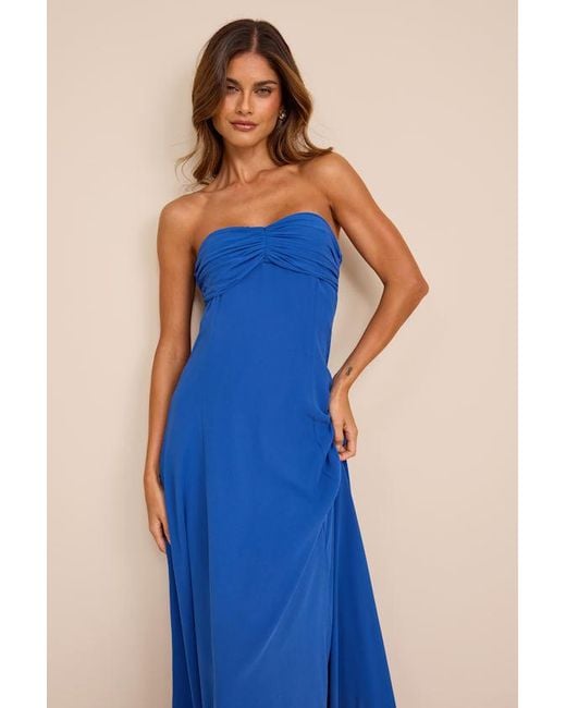 Lulus Blue Kamalia Strapless Maxi Dress
