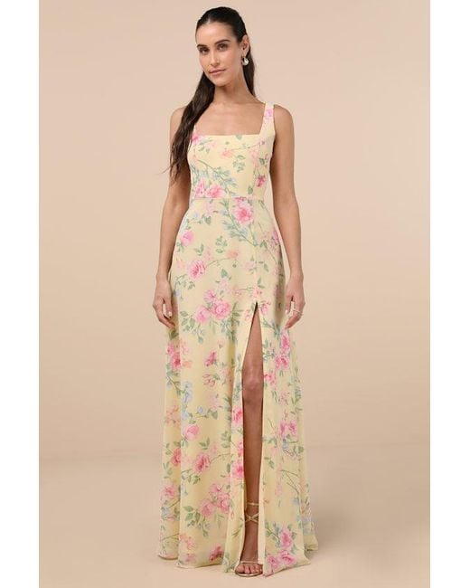 Lulus Natural Remarkable Arrival Multi Floral Sleeveless Maxi Dress