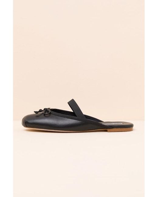 Steve Madden Black Cutesy Leather Ballet Flat Mules