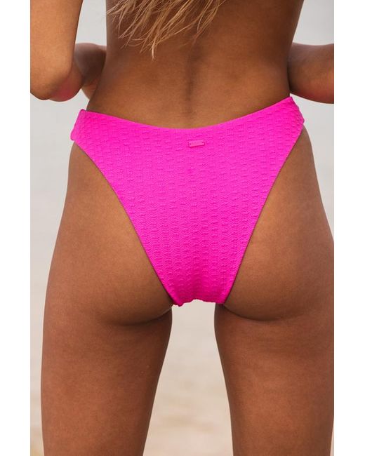 Roxy Pink Haleiwa Textured High-Cut Bikini Bottoms