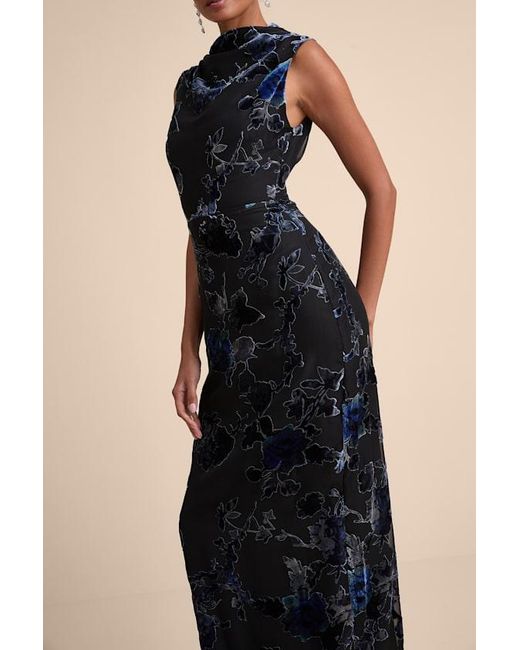 Lulus Natural Composed Glamour And Floral Burnout Velvet Maxi Dress