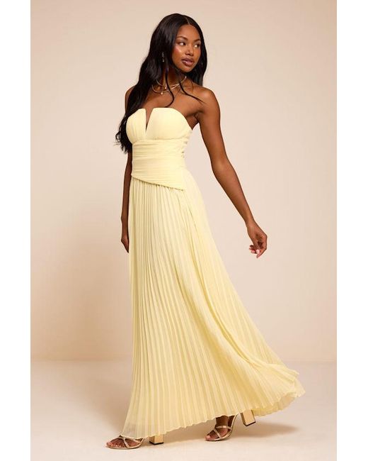 Lulus Natural Zea Pleated Drop Waist Maxi Dress