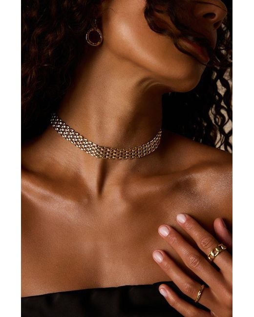 Lulus Brown Briley Panther Link Choker Necklace