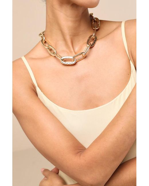 Lulus Natural Zahra Textured Chain Link Necklace
