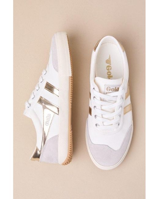 Gola Natural Badminton Off And Color Block Suede Leather Sneakers