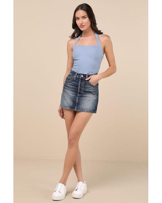 Lulus Blue Maebyn Halter Crop Top