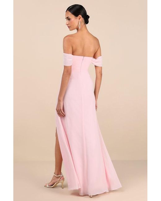 Lulus Pink Magical Magnetism Off-The-Shoulder Maxi Dress