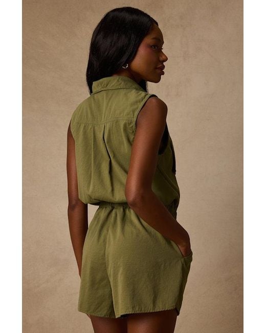Lulus Green Ira Collared Drawstring Romper