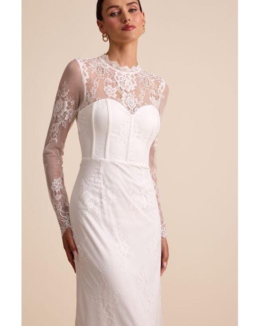 Lulus Natural Laveau Lace Bustier Backless Mermaid Maxi Dress