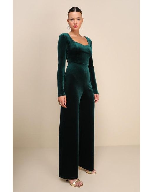 Lulus Black Instant Stunner Velvet Backless Jumpsuit
