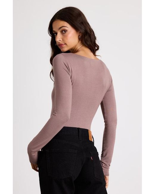 Lulus Red Easily Loved Long Sleeve Bodysuit