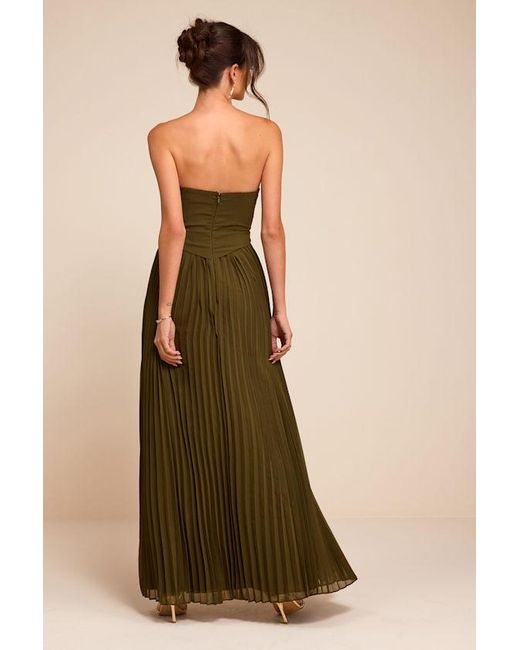 Lulus Natural Zea Pleated Drop Waist Maxi Dress