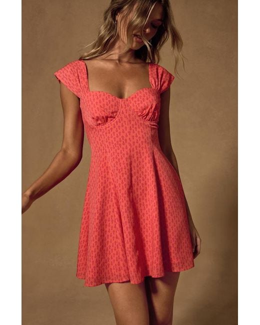 Lulus Red Filicia Ditsy Floral Cap Sleeve Mini Dress