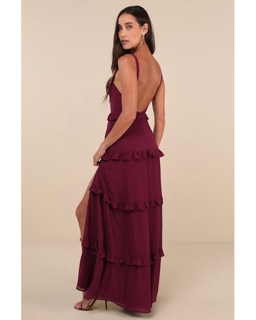 Lulus Sincerely Poised Backless Bustier Tiered Maxi Dress
