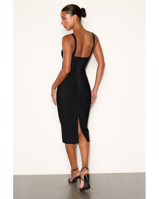 Lulus Black Althea Bandage Knit Bodycon Midi Dress