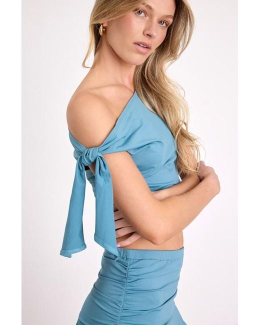 Lulus Blue Lizzy Jersey Knit Asymmetrical Top