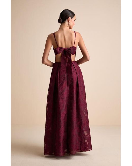 Lulus Red Perfected Aura Jacquard Tie-Back Maxi Dress With Pockets