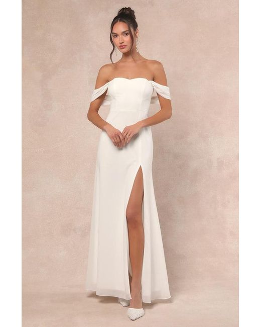 Lulus Natural Magical Magnetism Off-The-Shoulder Maxi Dress