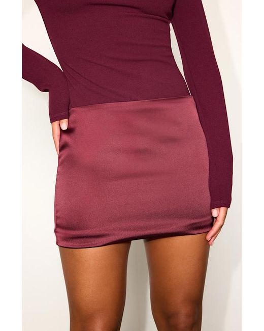 Lulus Red Azmina Mixed Media Long Sleeve Bodycon Mini Dress