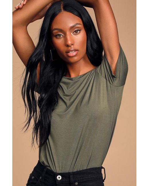 Lulus Basics Green Skyra T-Shirt Bodysuit
